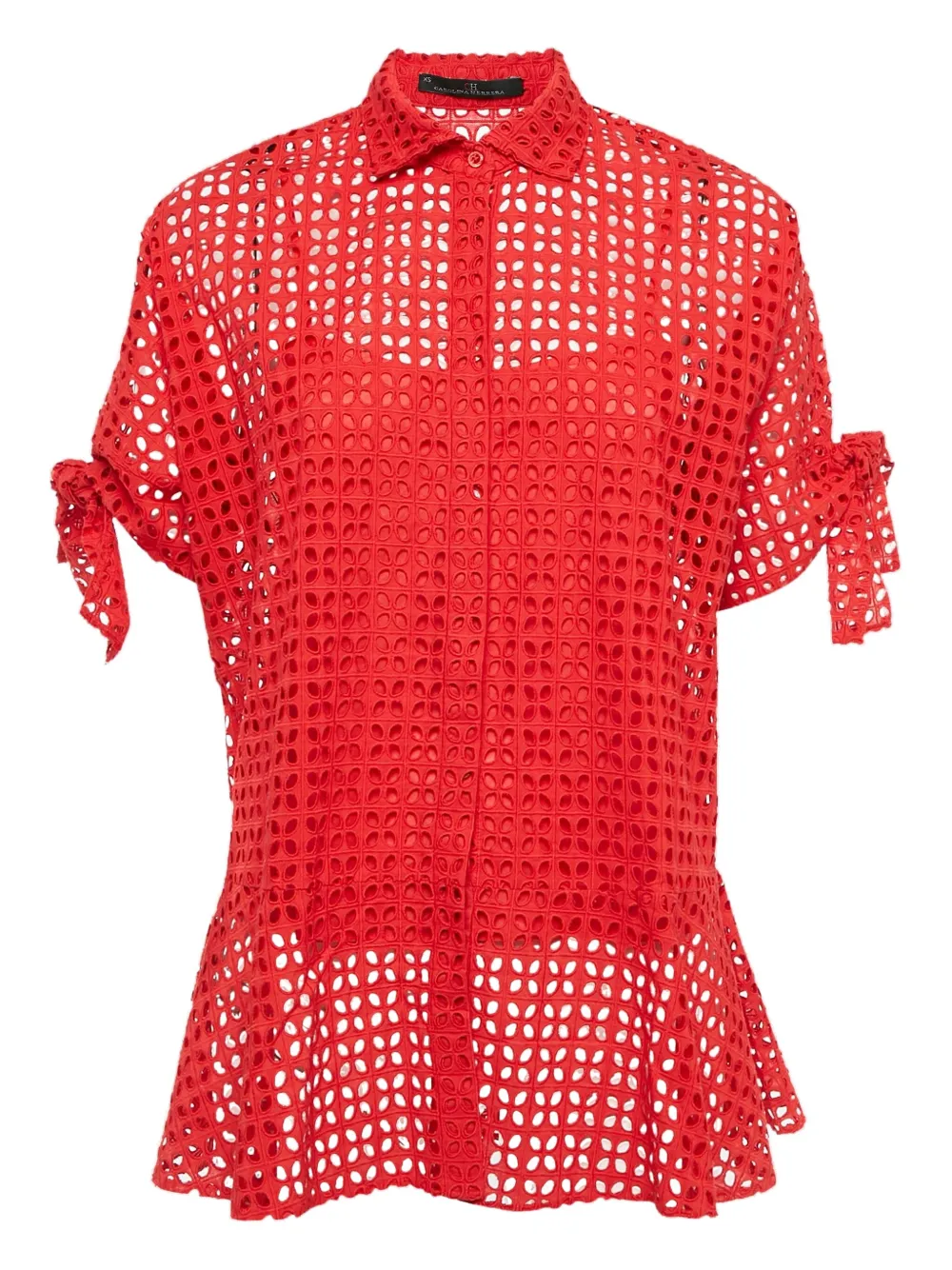 Pre-owned Carolina Herrera Vintage Embroidered Shirt In Red