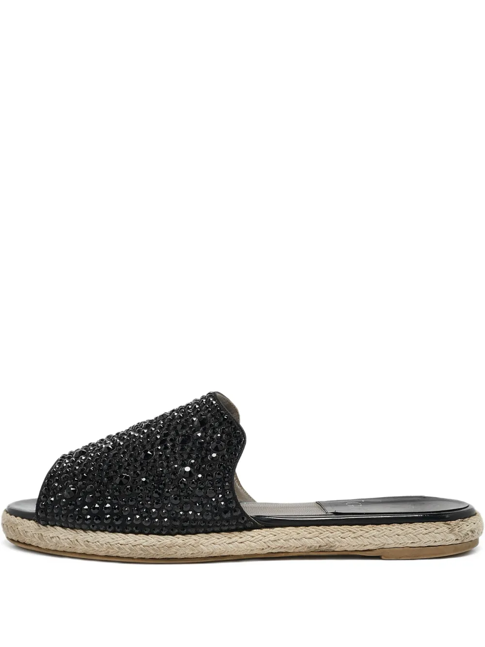 Gina pre-owned crystal-embellished flat sandals | Black | Image 1