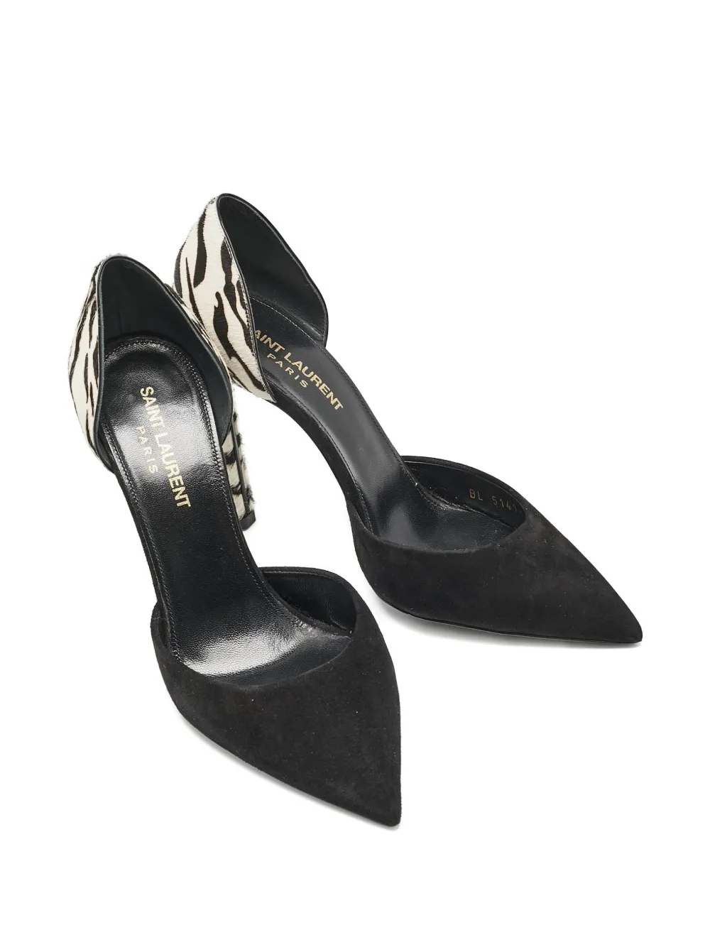 Saint Laurent Pre-Owned Suède pumps met zebraprint - Zwart