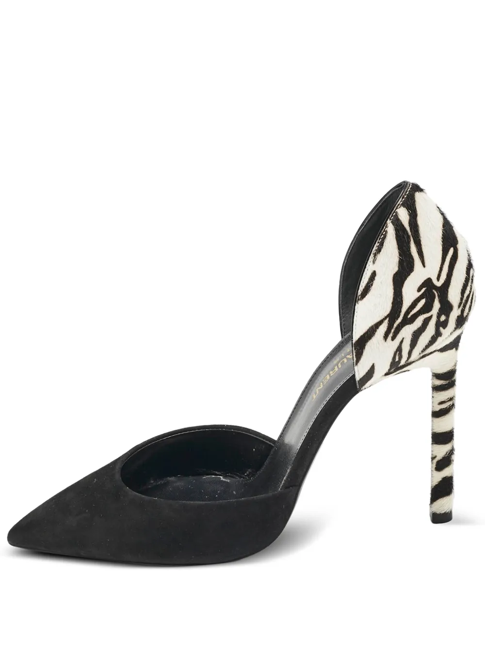 105mm zebra print-heel suede pumps