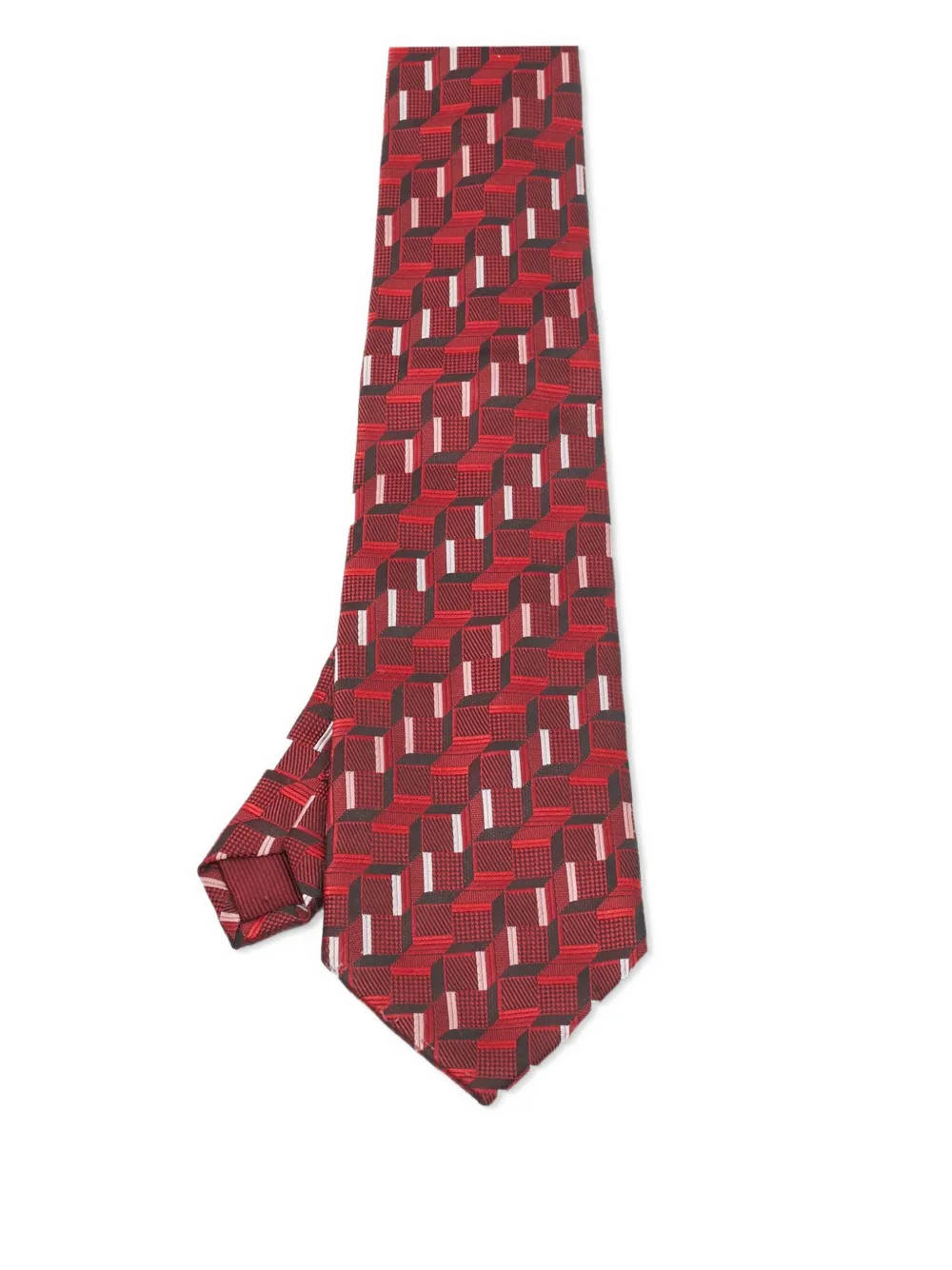 geometric jacquard silk tie