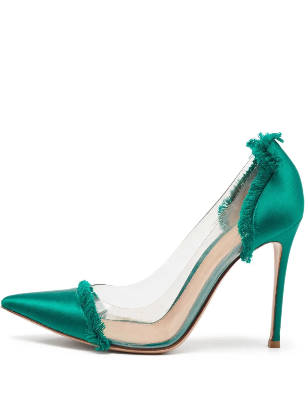 Pre-owned Gianvito Rossi  110mm Plexi Frayed Satin Sandals