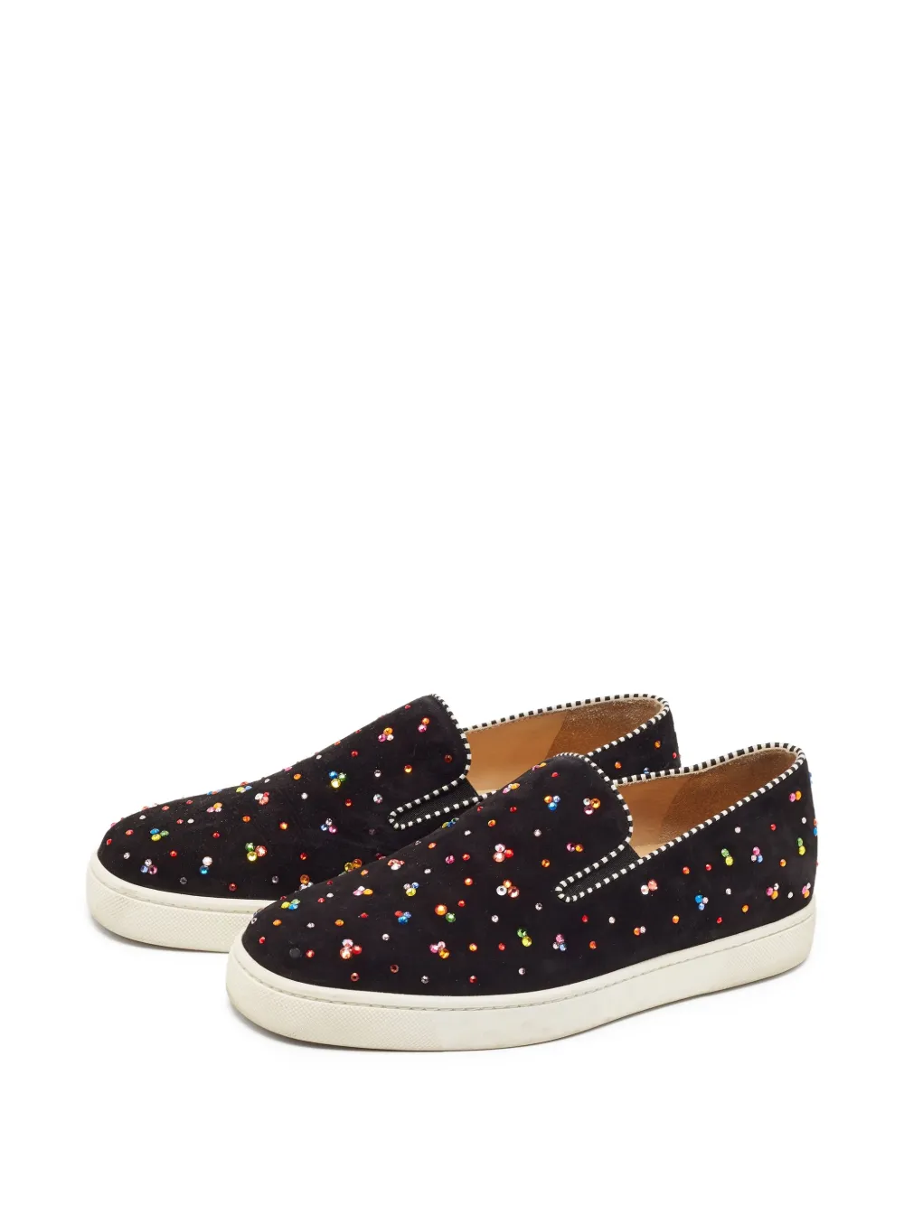Christian Louboutin Pre-Owned crystal-embellished slip-on sneakers | Image 2