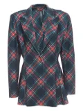 Norma Kamali Vintage pre-owned plaid peplum jacket - Blue