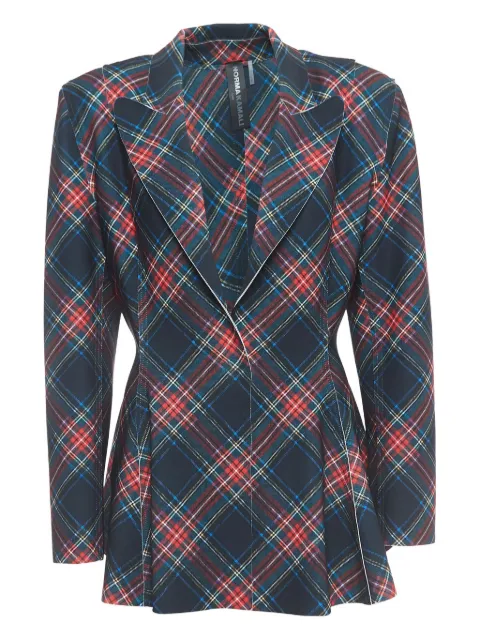 Norma Kamali Vintage pre-owned plaid peplum jacket