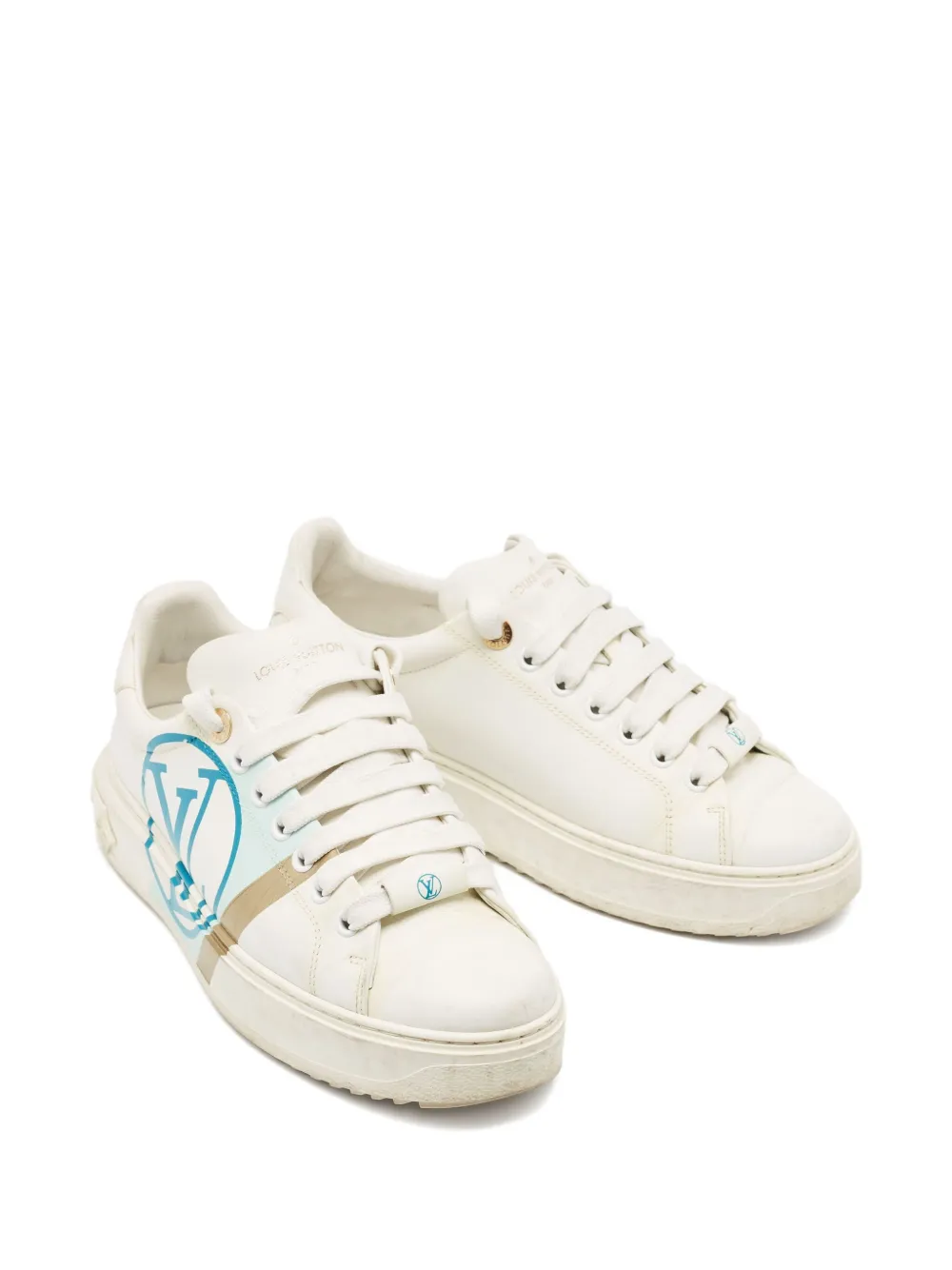 Louis Vuitton Pre-Owned Leren sneakers met monogram - Wit
