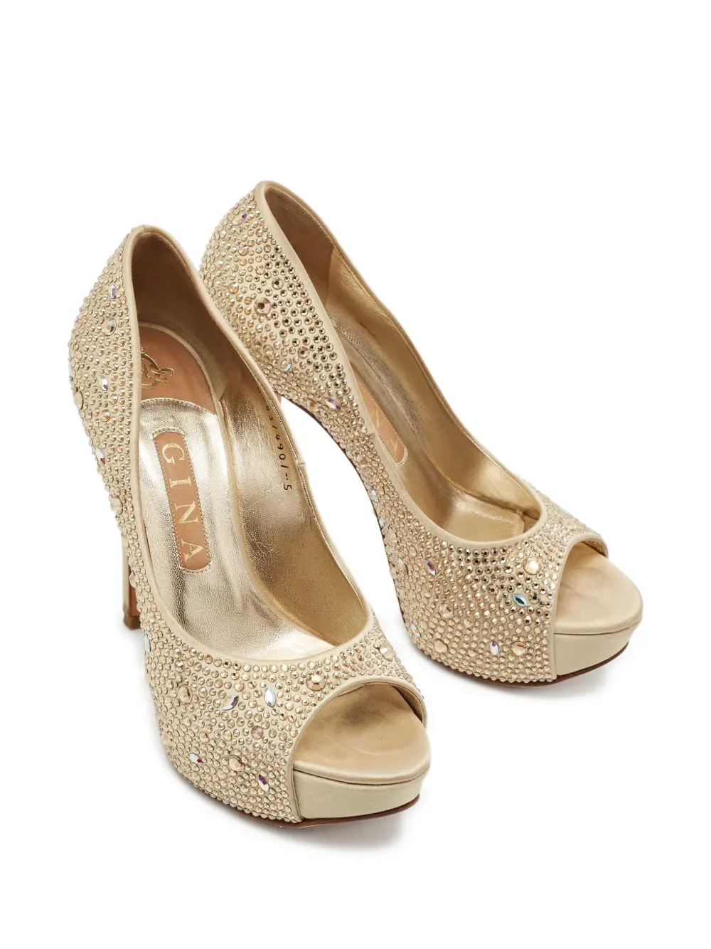 Gina Pre-owned rhinestone-embellished peep-toe pumps | Image 2