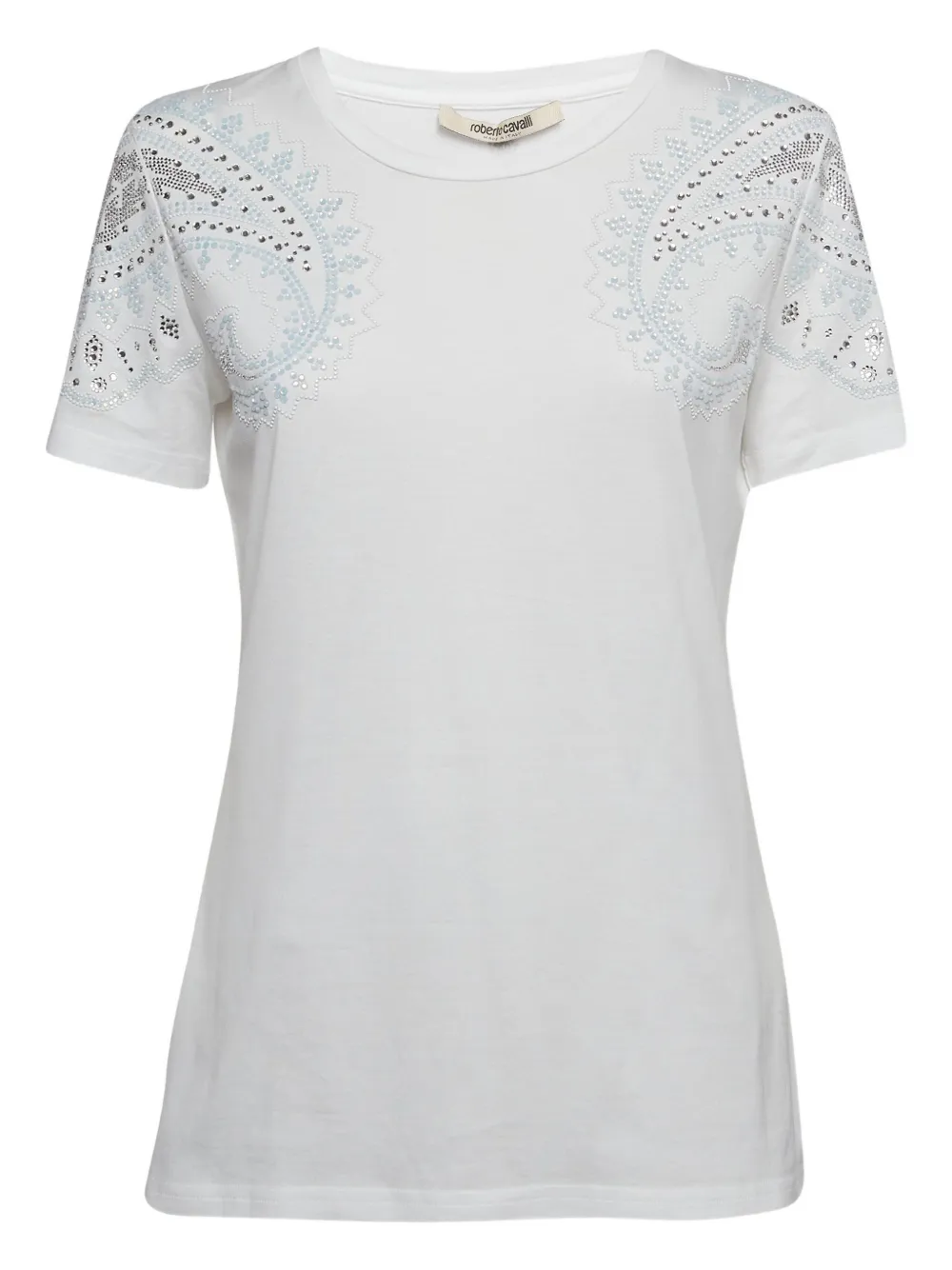 Roberto Cavalli Vintage T-Shirt mit Kristallen - Weiß
