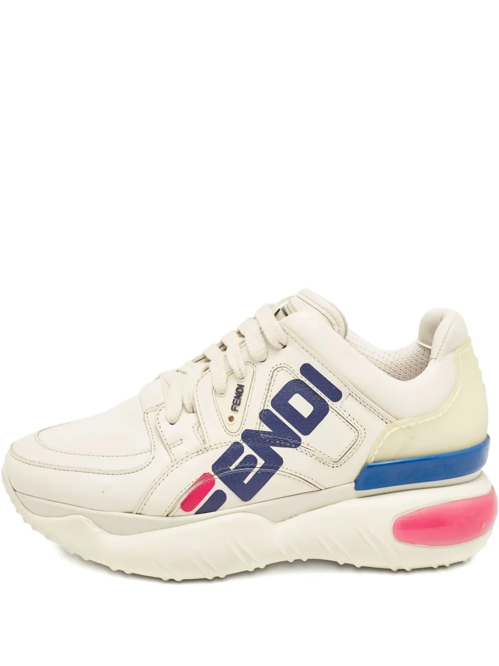 Fendi Pre-Owned leather logo sneakers | Neutrals | Image 1