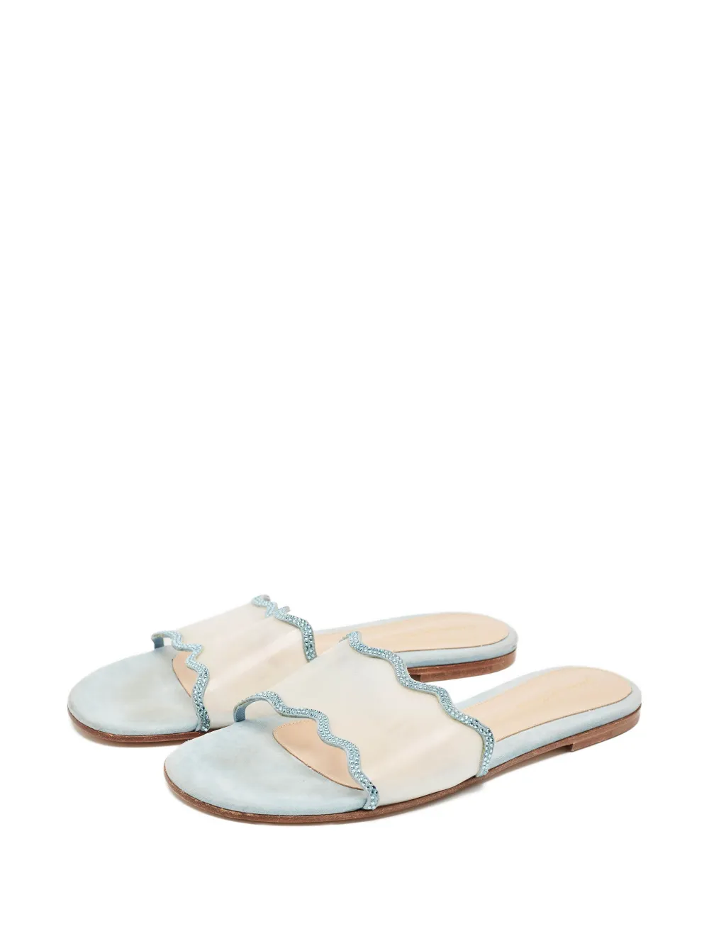 Gianvito Rossi Gewelfde slippers met kristallen - Blauw