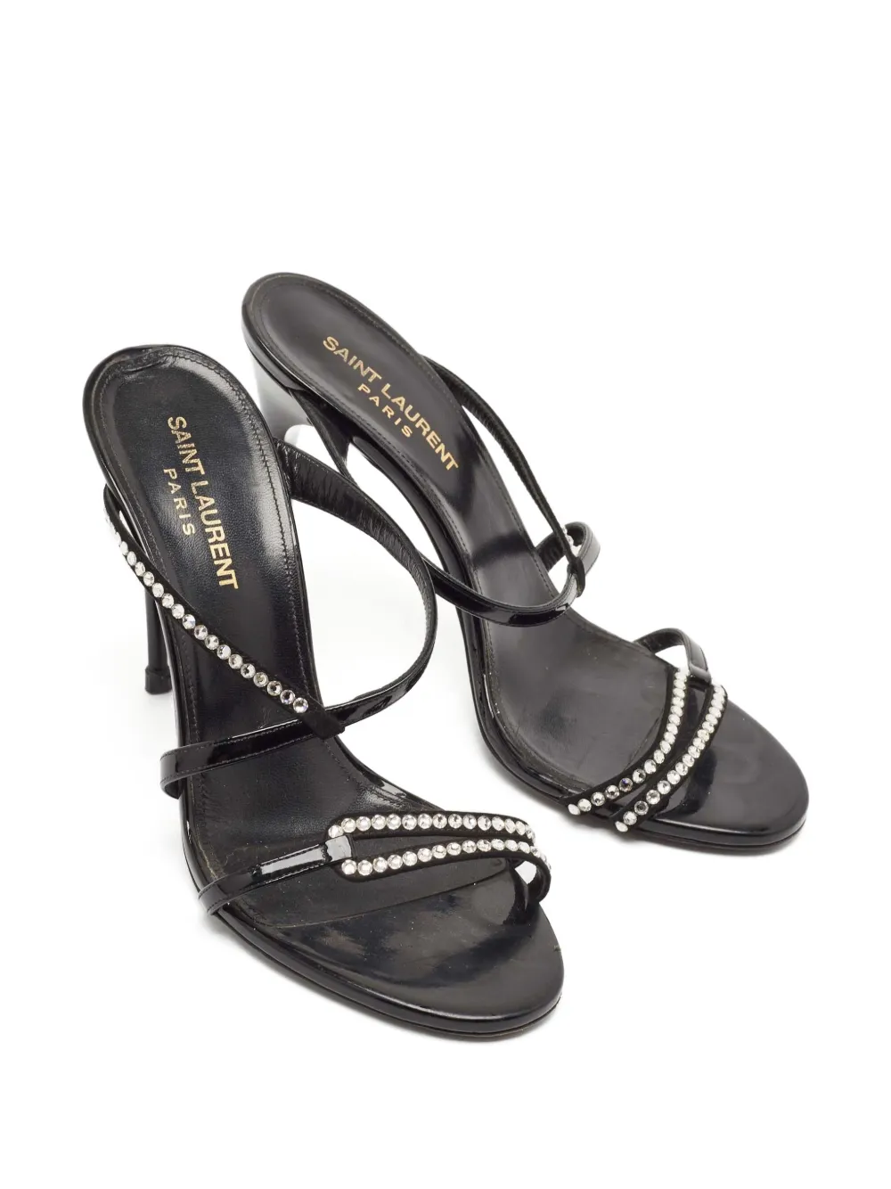 Saint Laurent Pre-Owned Sandalen verfraaid met kristallen - Zwart