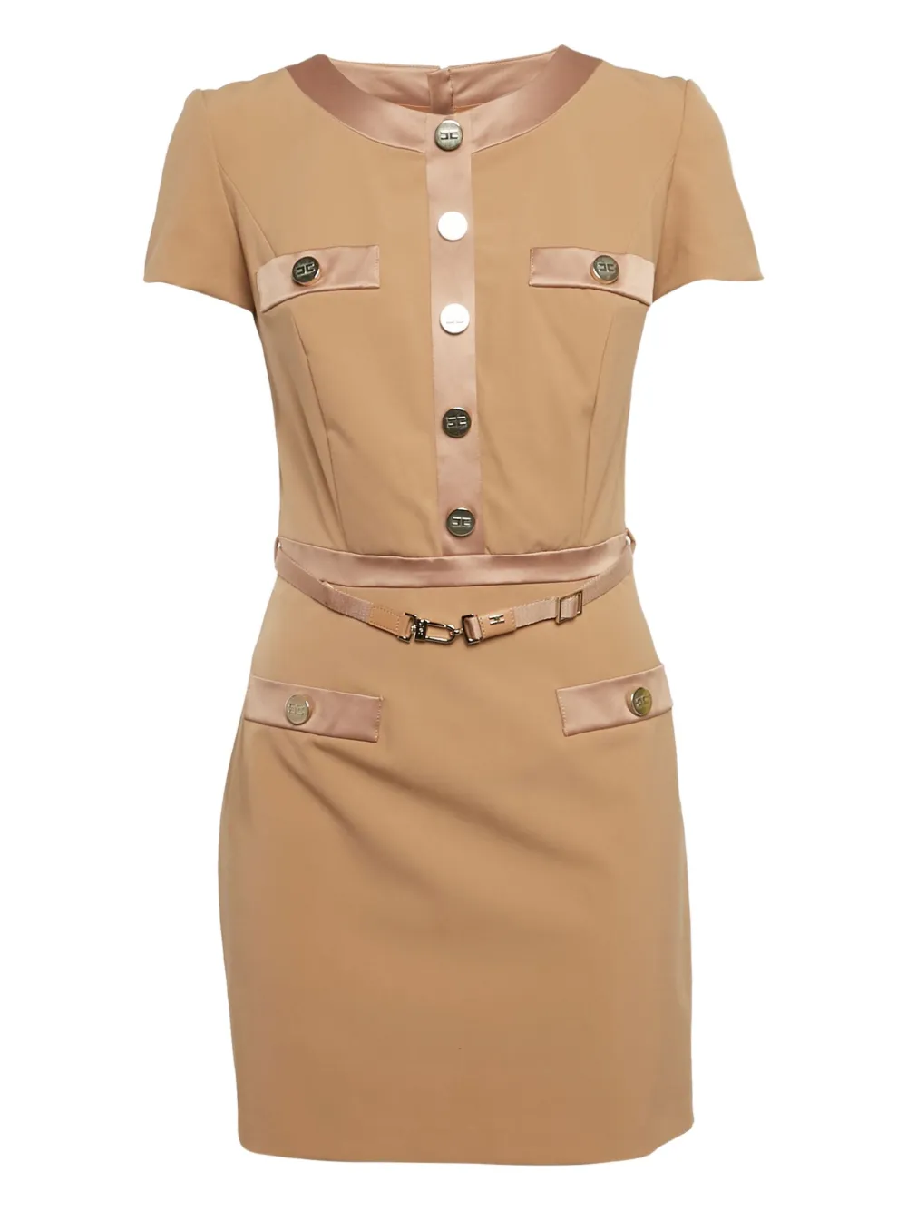 Elisabetta Franchi pre-owned button-embellished belted mini dress | Brown | Image 1