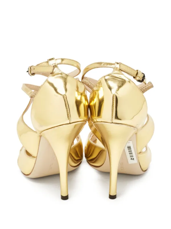 Bottega Veneta Pre-Owned 120mm Metallic Sandals Gold FARFETCH PH - Main Image