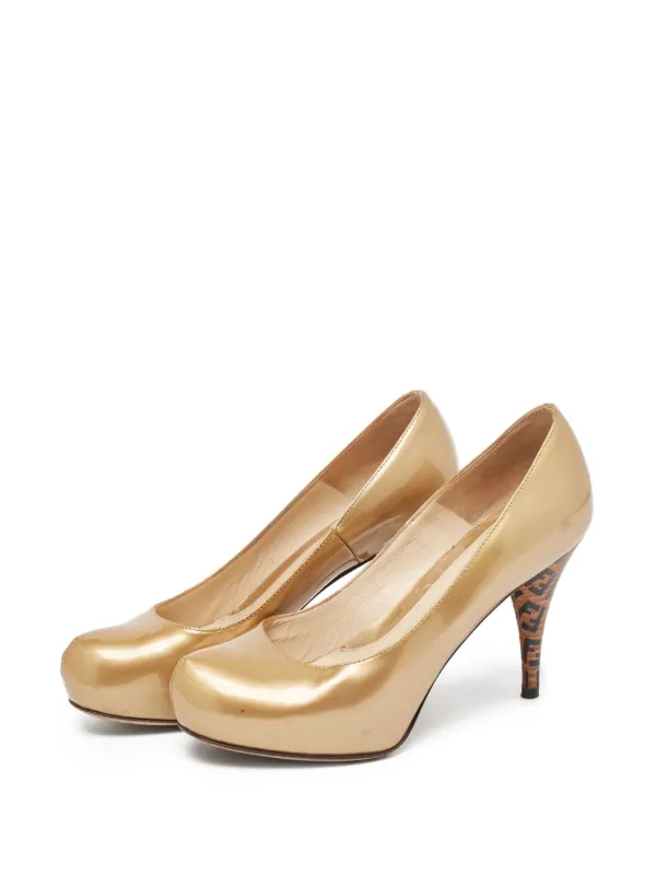 Fendi Pre-Owned patent-leather Pumps | Gold | FARFETCH display picture 1