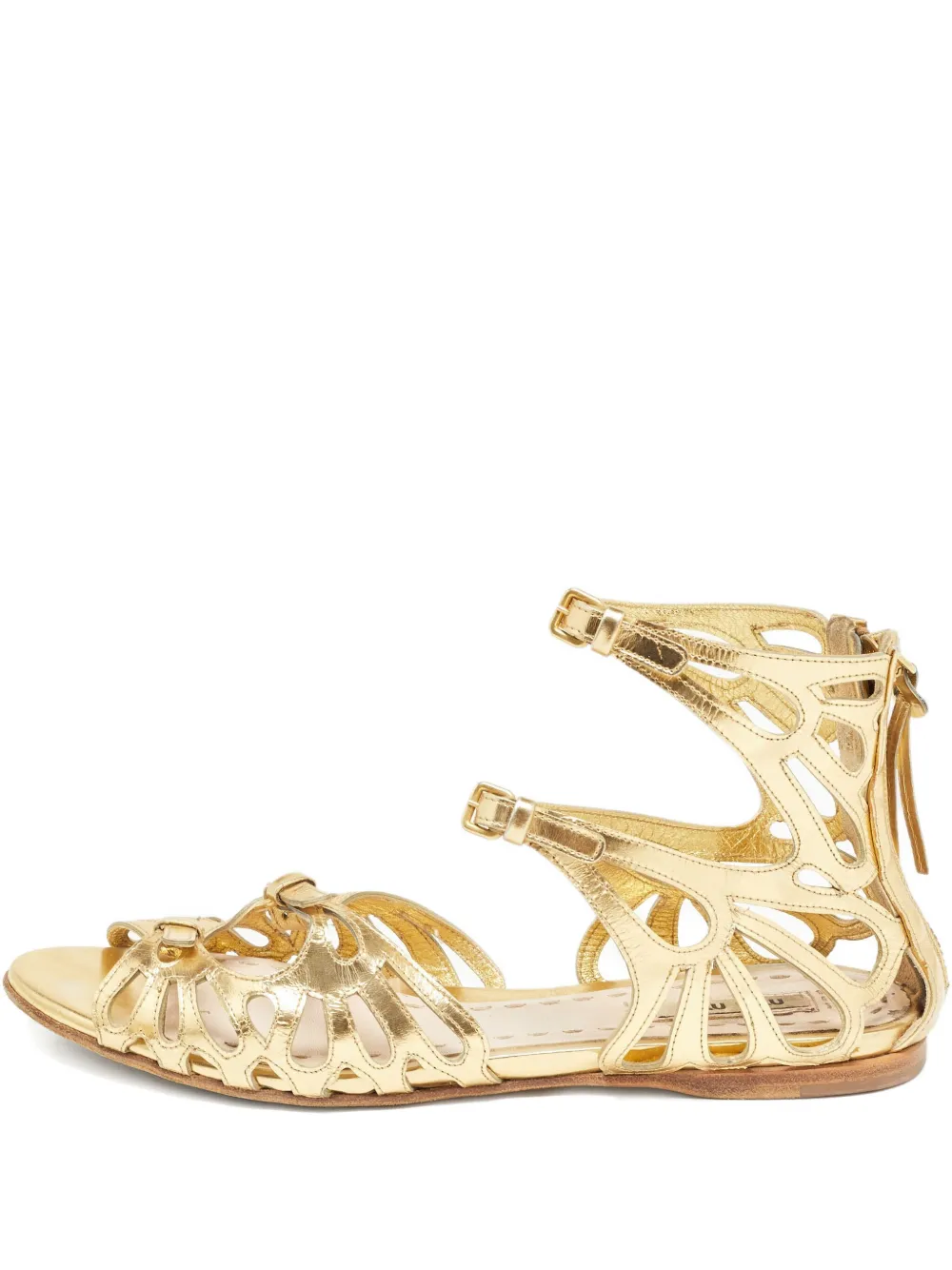 Miu Miu Pre-Owned cut-out buckled sandals - ゴールドトーン Miu Miu Pre-Owned cut-out buckled sandals - ゴールドトーン