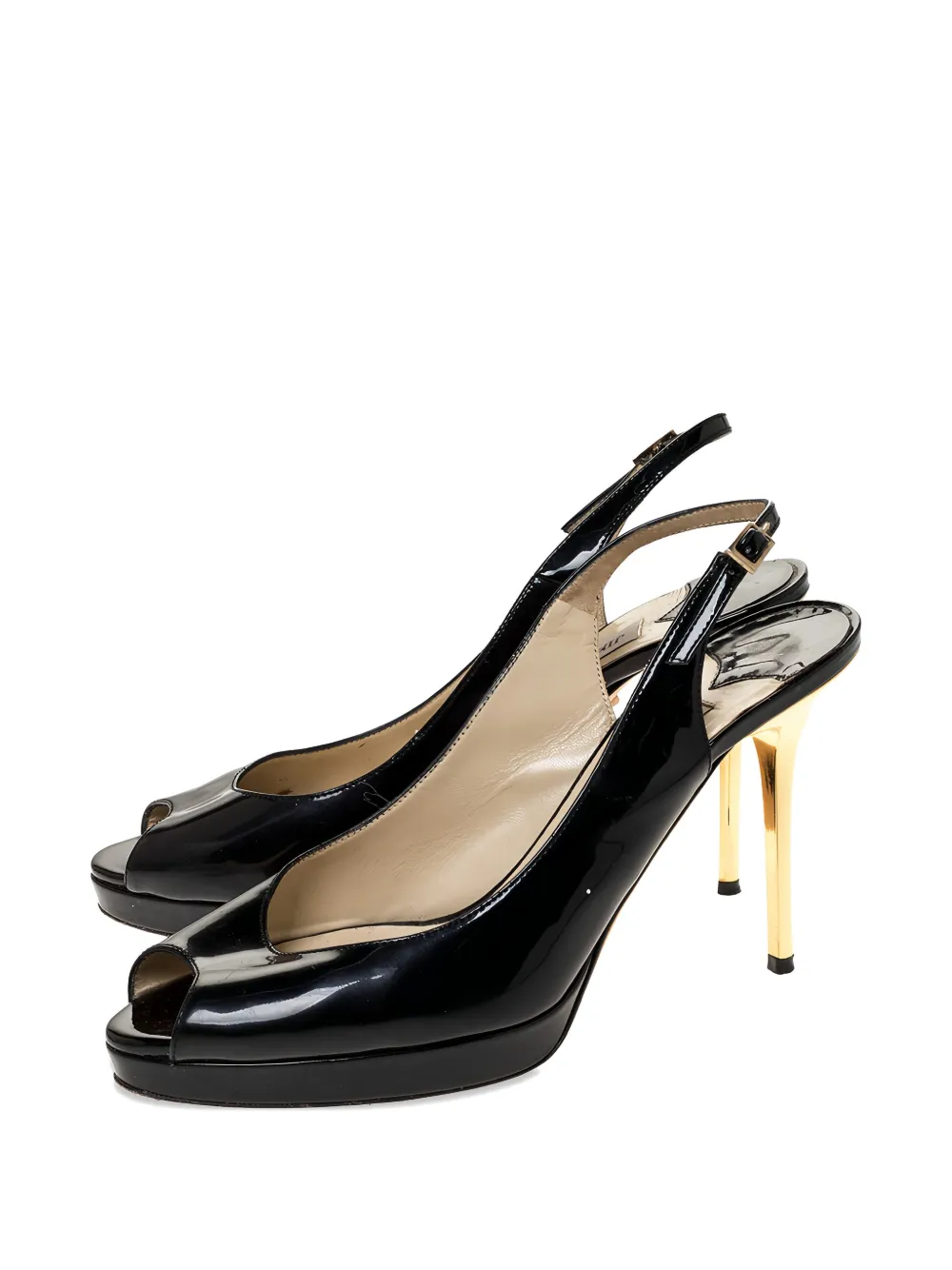 Jimmy Choo Pre-Owned 100 mm lakleren slingback pumps - Zwart