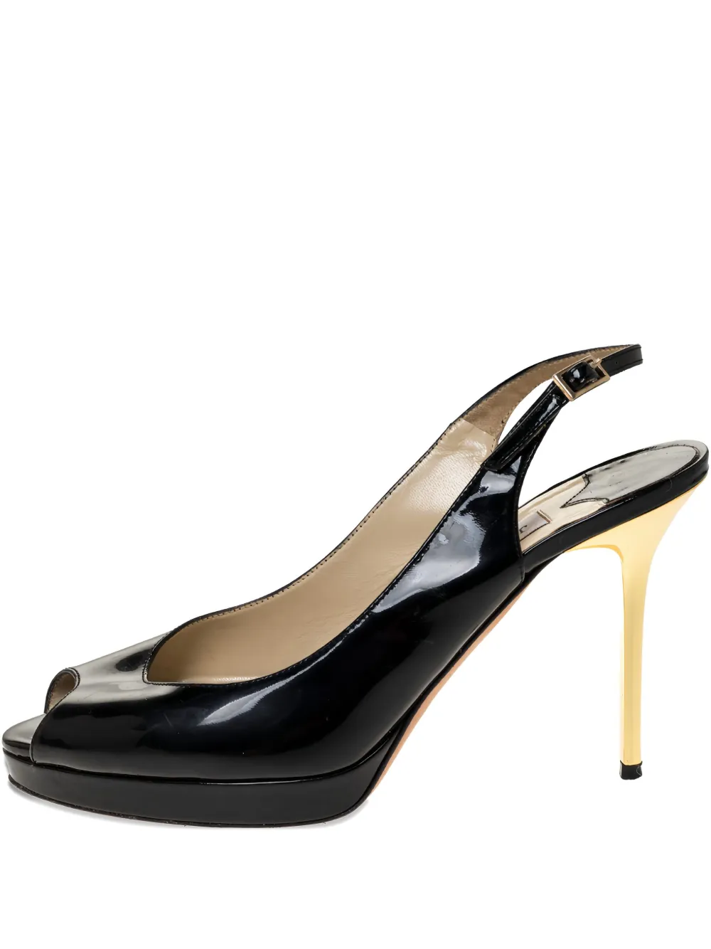 100mm patent-leather slingback pumps