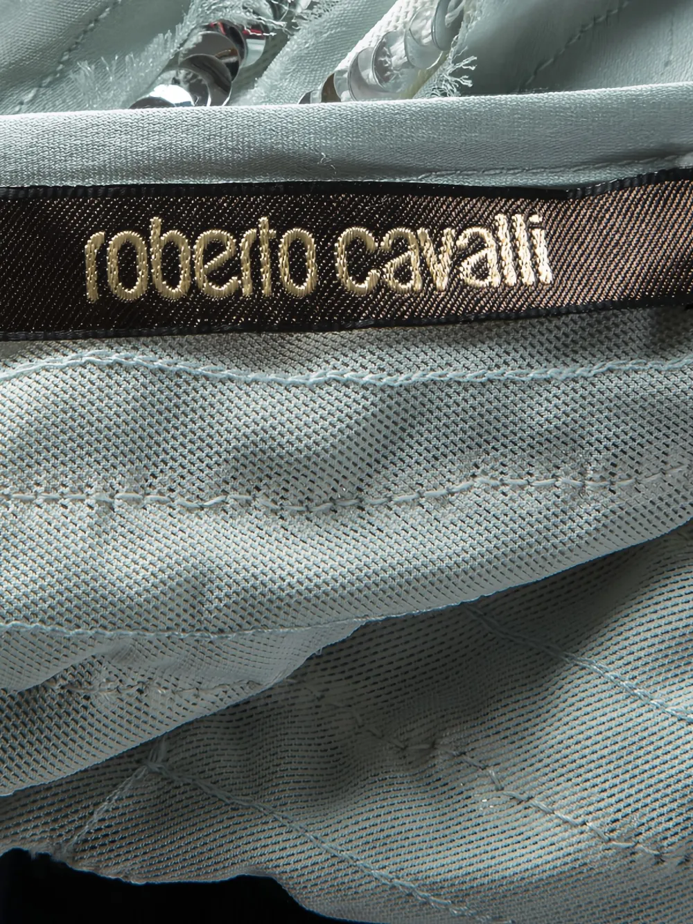 Pre-owned Roberto Cavalli Vintage Sequin-embellishment Top In Blue