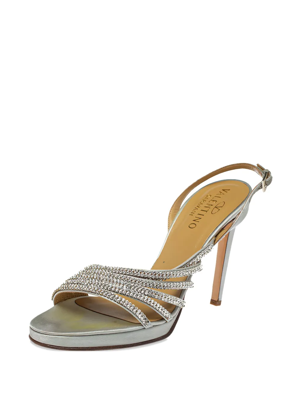 Valentino Garavani Pre-Owned 115 mm slingback sandalen verfraaid met kristallen - Grijs