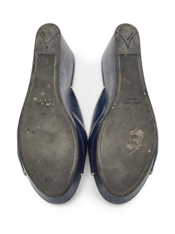 PRADA プラダ レザー サンダル ブルー Prada Pre-Owned レザーサンダル | ブルー | FARFETCH JP
