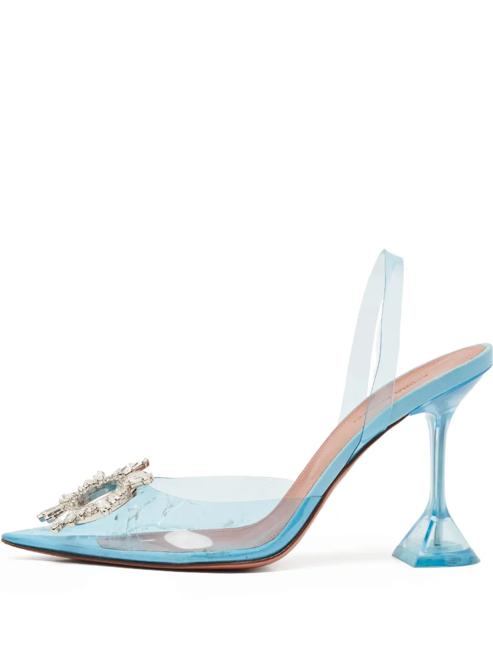 Amina Muaddi pre-owned 100mm Begum transparent pumps | Blue | Image 1