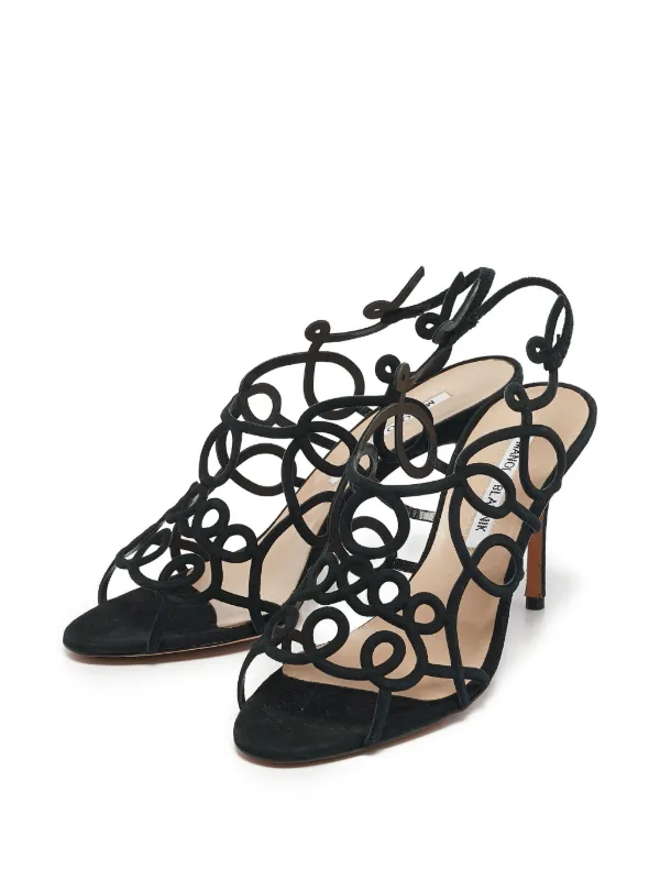 Manolo Blahnik ブラック ハイヒール Manolo Blahnik Satin Pointy Toe