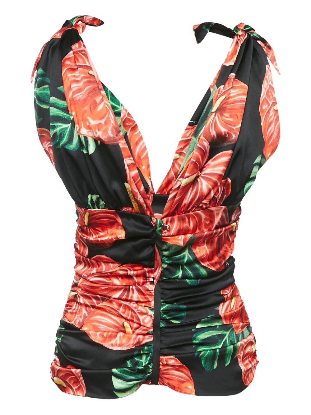 Dolce & Gabbana Pre-Owned Anthurium-print ruched top | Image 2