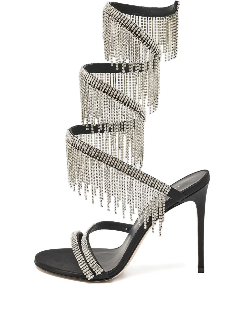 Le Silla pre-owned 100mm crystal-fringed sandals | Black | Image 1