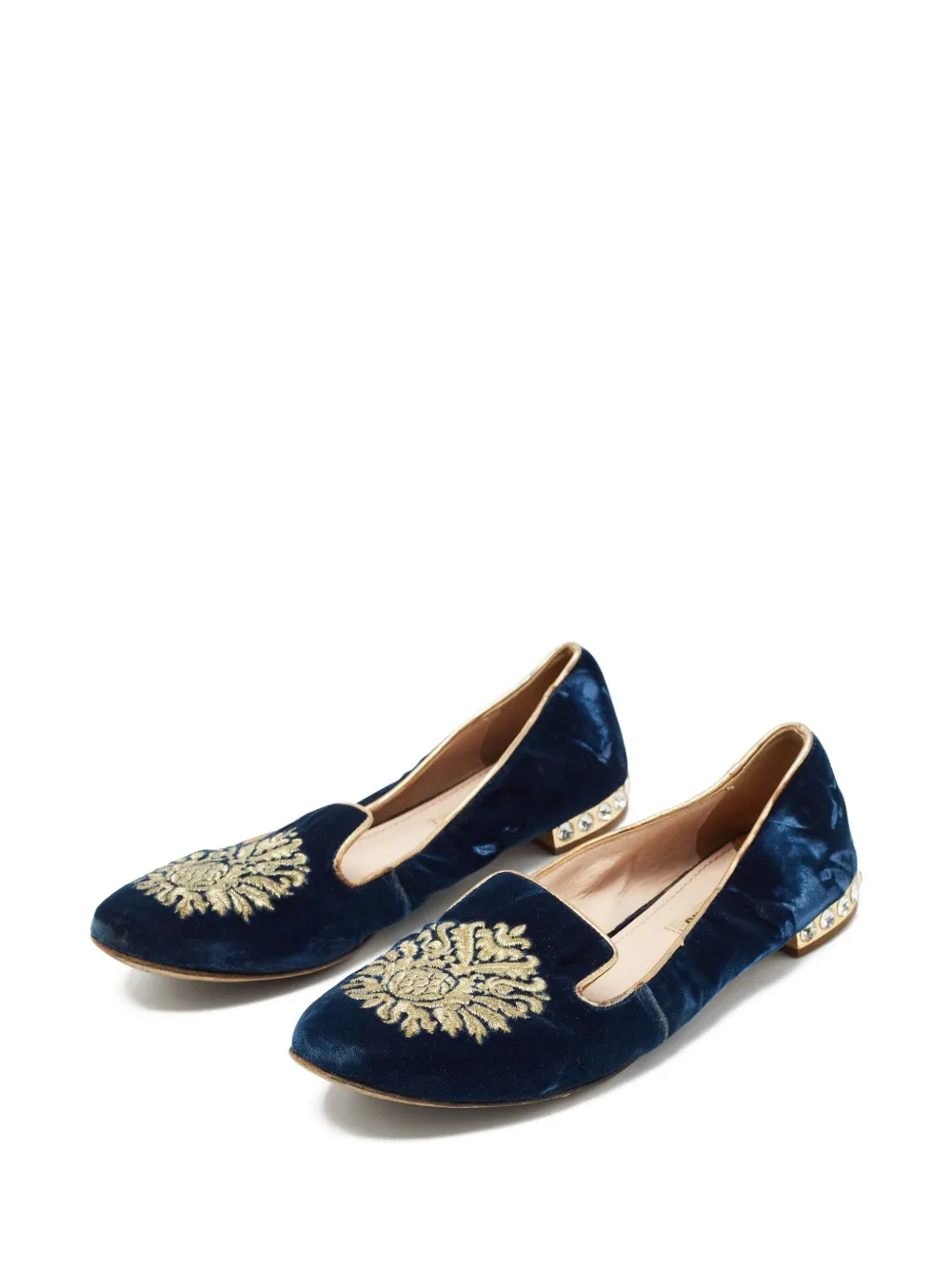 Miu Miu Pre-Owned embroidered velvet loafers | Image 2