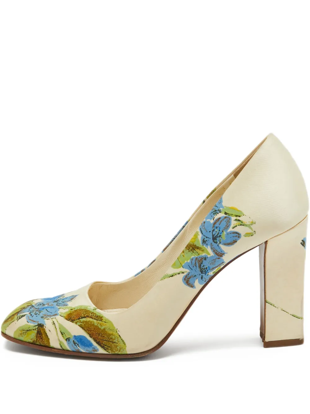 Prada Pre-Owned 90mm floral-print block-heel pumps | Neutrals | Image 1