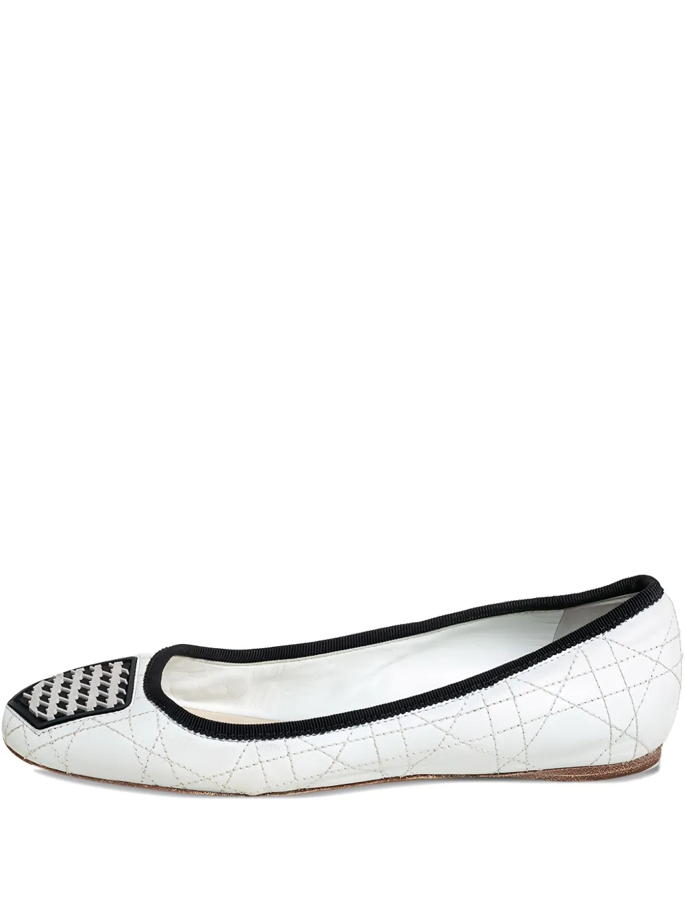 Christian Dior Pre-Owned Cannage-stitch ballet flats - ホワイト Christian Dior Pre-Owned Cannage-stitch ballet flats - ホワイト