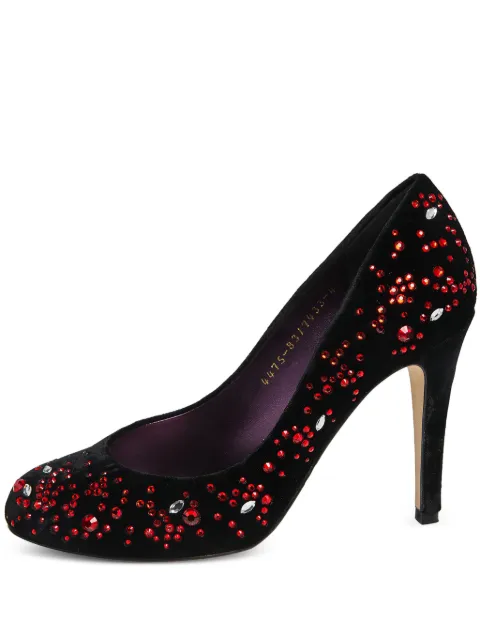 Gina 100mm crystal-embellished velvet pumps