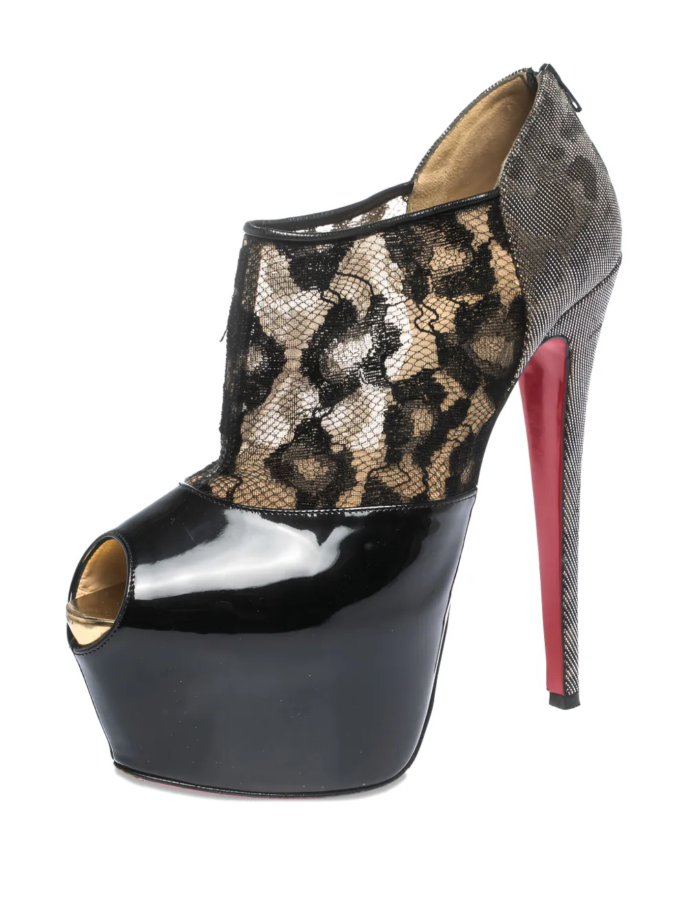 Christian Louboutin Pre-Owned Enkellaarzen met plateauzool - Zwart