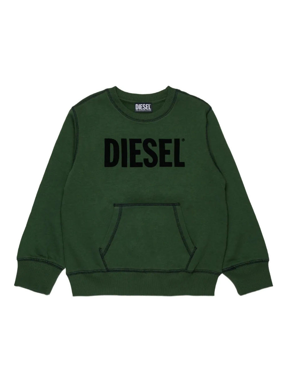 Diesel Kids logo-print pocket sweatshirt | Green | Image 1