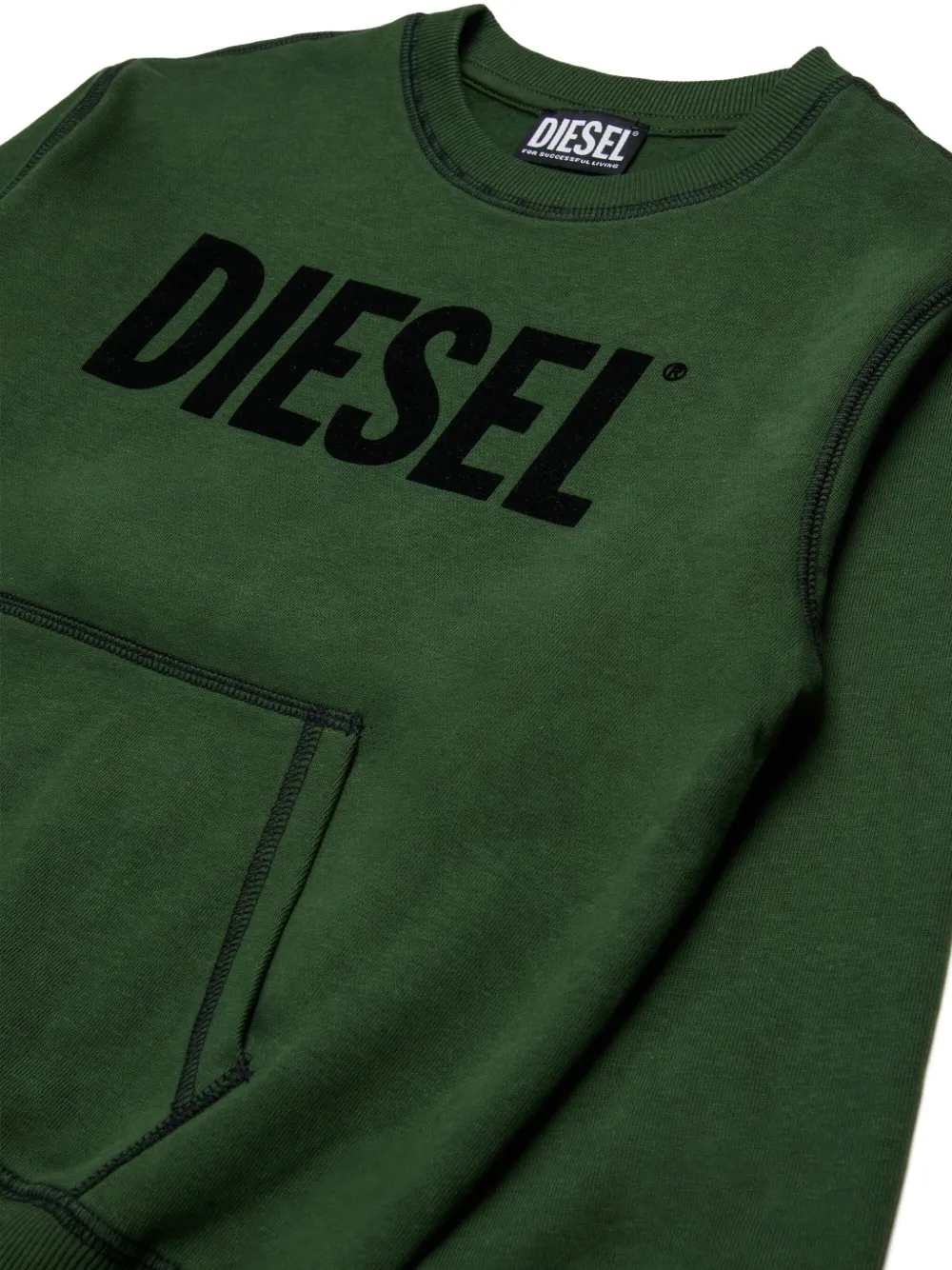 Diesel Kids Sweater met logoprint en zak Groen