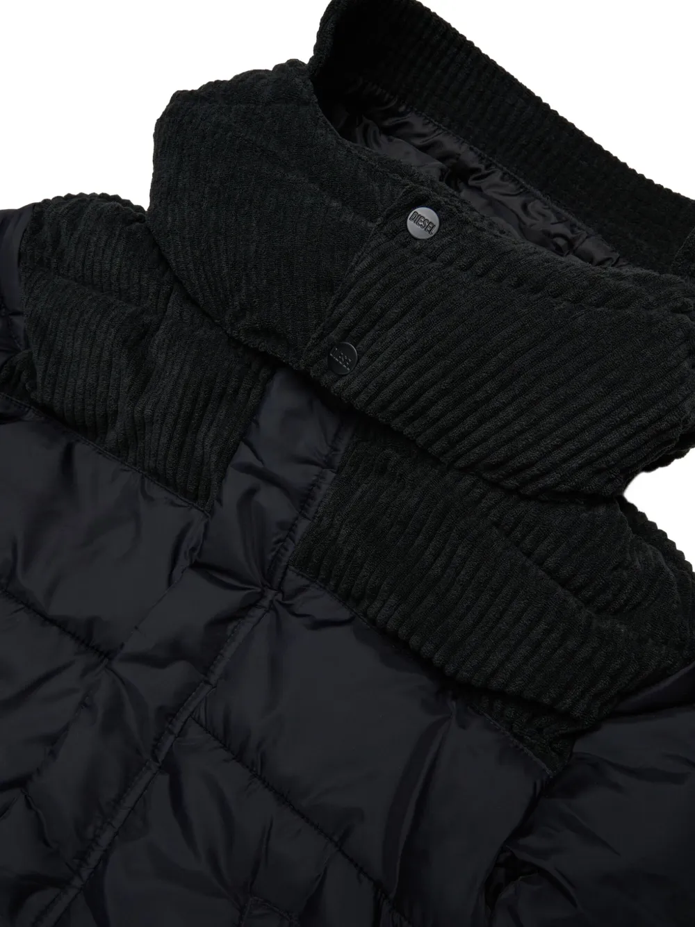 Diesel Kids Donsjack met ribfluwelen vlak Zwart