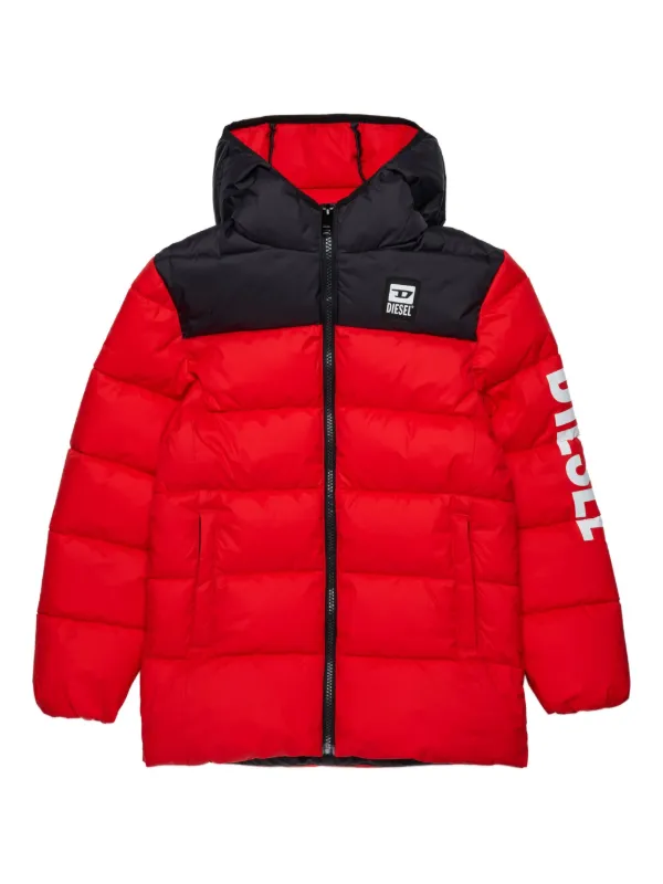 Diesel Kids Hooded logo-sleeve Padded Jacket | Red | FARFETCH ZA