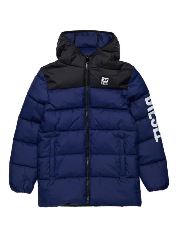 Diesel Kids Hooded Padded Jacket | Blue | FARFETCH BN
