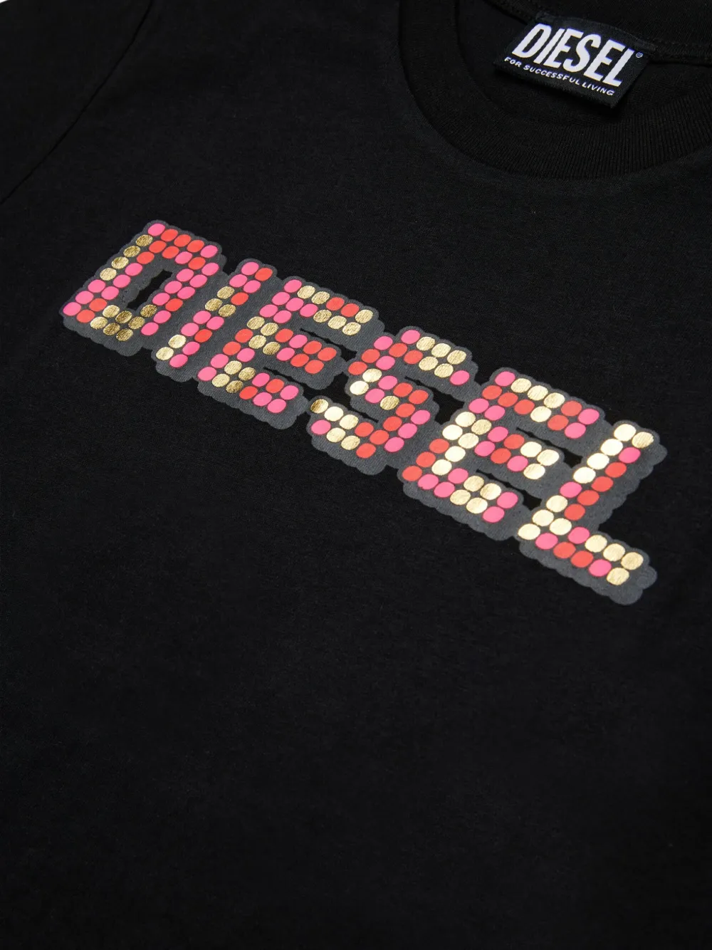 Diesel Kids T-shirt met mozaïek-logo Zwart