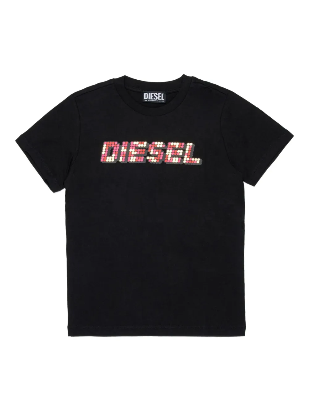 Diesel Kids T-shirt met mozaïek-logo Zwart