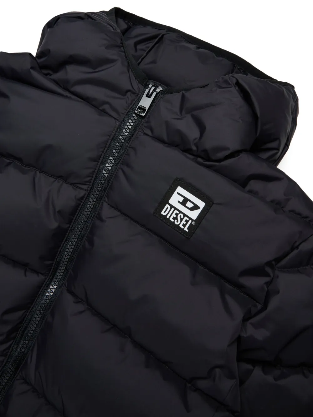Diesel Kids Gewatteerd jack met logomouwen Zwart