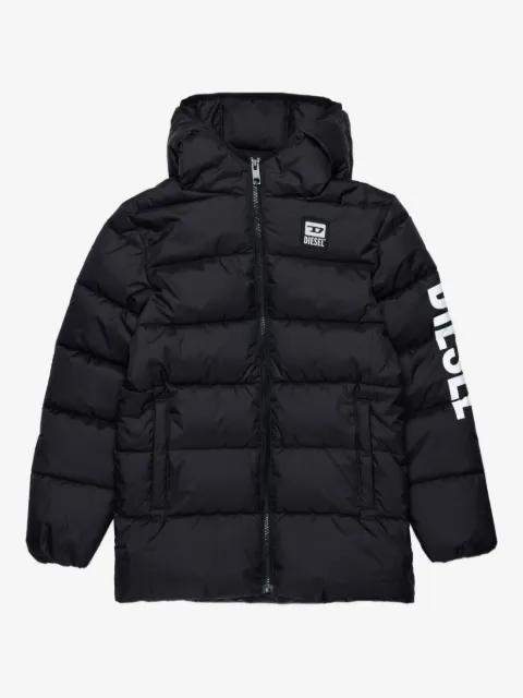 Diesel Kids logo-sleeve quilted padded jacket