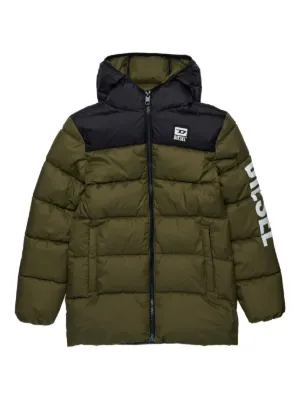Diesel Kids logo-sleeve Quilted Padded Jacket | Black | FARFETCH