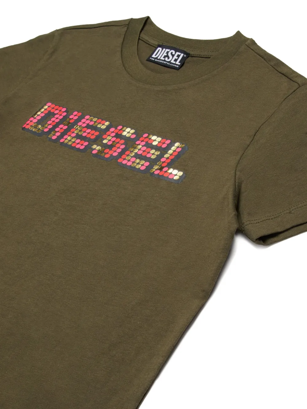 Diesel Kids T-shirt verfraaid met pixel Groen