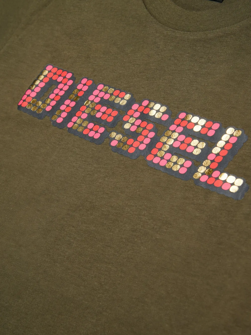 Diesel Kids T-shirt verfraaid met pixel Groen
