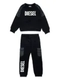 Diesel Kids logo-detail cargo tracksuit set - Black