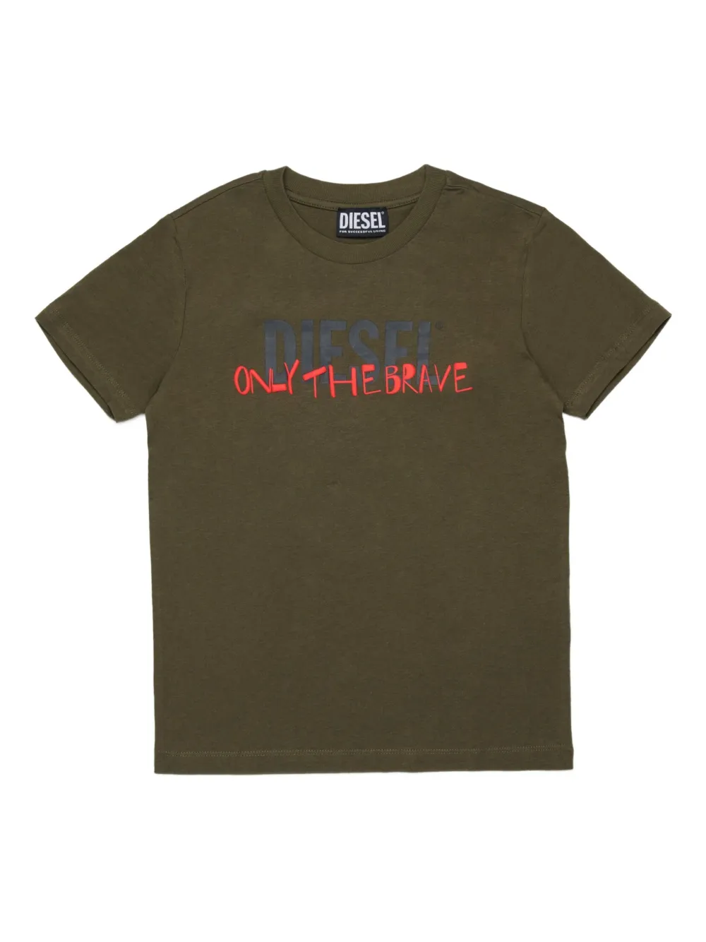 Diesel Kids T-shirt met logoprint Groen