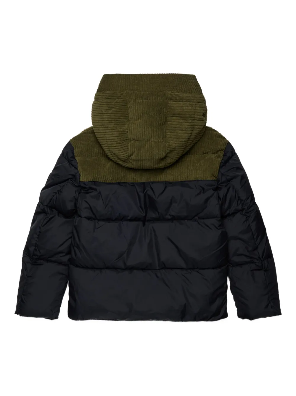 Diesel Kids Donsjack met ribfluwelen vlakken Zwart