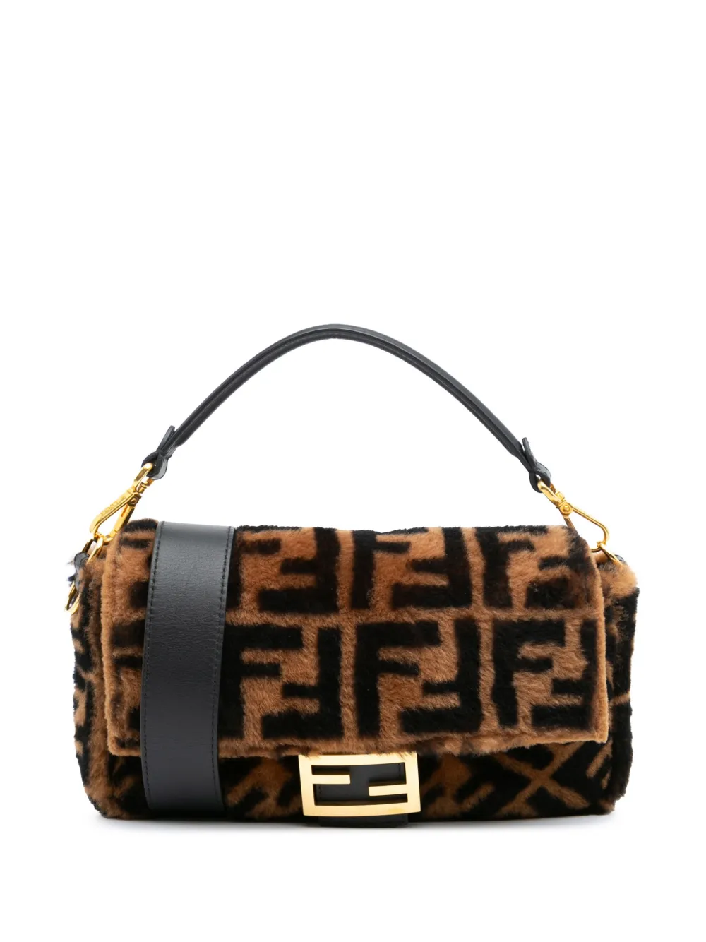 Fendi Pre-Owned 2010-2024 Medium Zucca Shearling Baguette satchel | Brown | Image 1