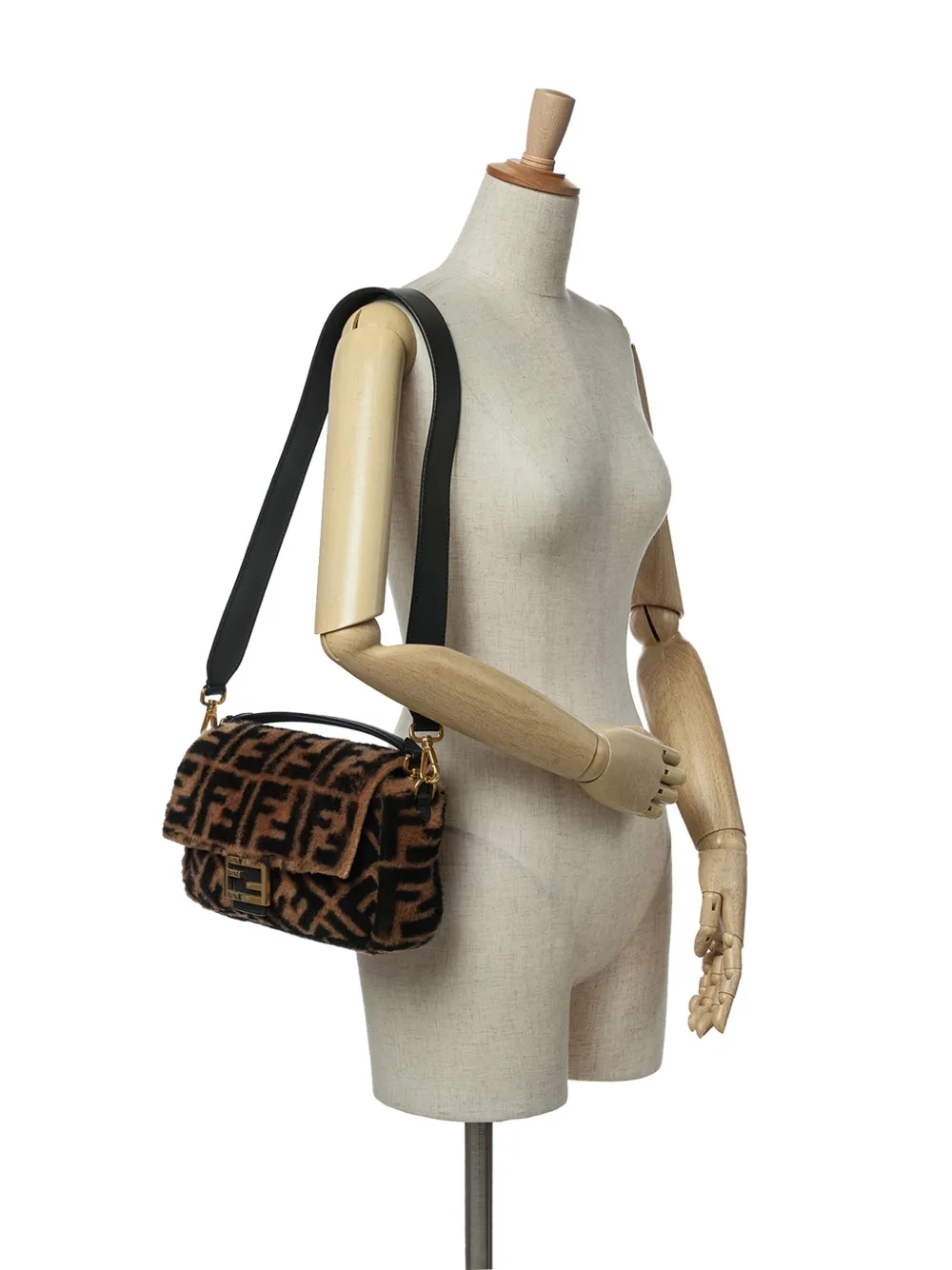 Fendi Pre-Owned 2010-2024 Medium Zucca Shearling Baguette satchel | Pre-Owned | Image 2